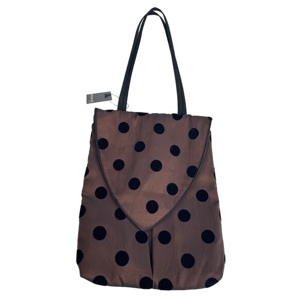 Mycra Pac Polka Dotted Long Sleeves Zip Front Rain Coat & Shoulder Bag Brown NWT - Picture 4 of 8